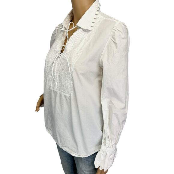 J. Crew Scalloped Cotton Poplin Popover Top White BL156 Size S - Picture 7 of 14